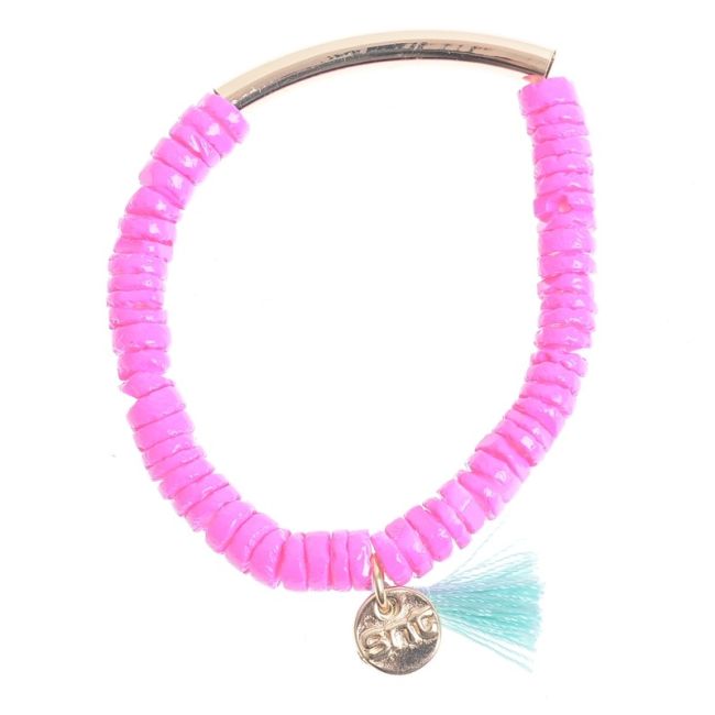 PULSERA CUENTAS METAL  NÁCAR ESMALTADO