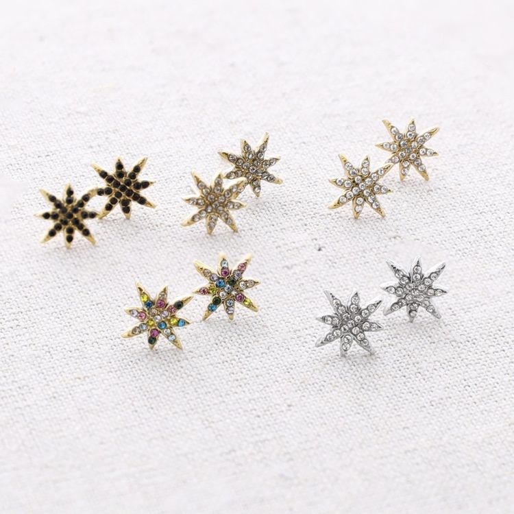 PENDIENTES ACERO ESTRELLA POLAR CRISTALES 2
