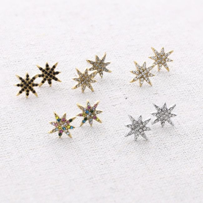 POLAR STAR STEEL EARRINGS WITH CRYSTALS