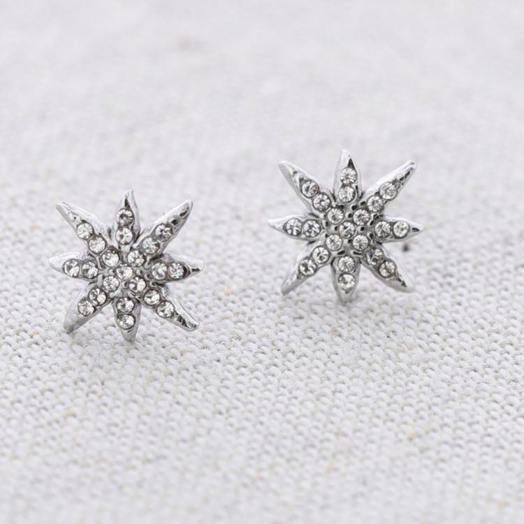 PENDIENTES ACERO ESTRELLA POLAR CRISTALES