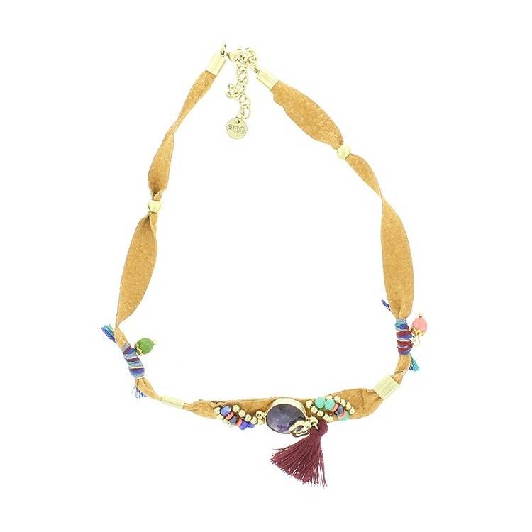 DELUXE ETHNIC LEATHER SHORT NECKLACE 2