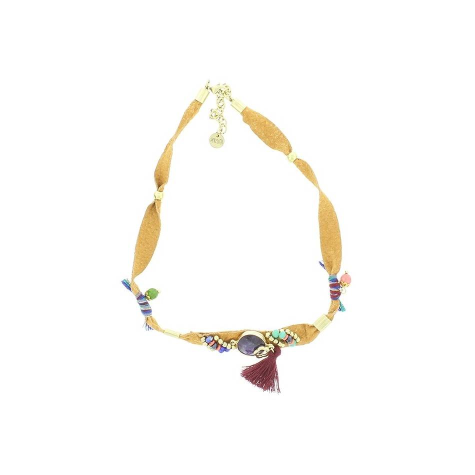 DELUXE ETHNIC LEATHER SHORT NECKLACE