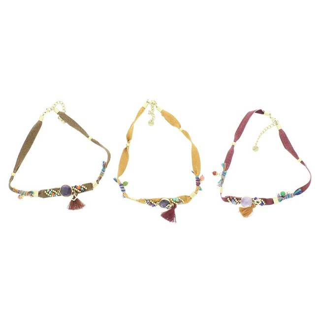 DELUXE ETHNIC LEATHER SHORT NECKLACE