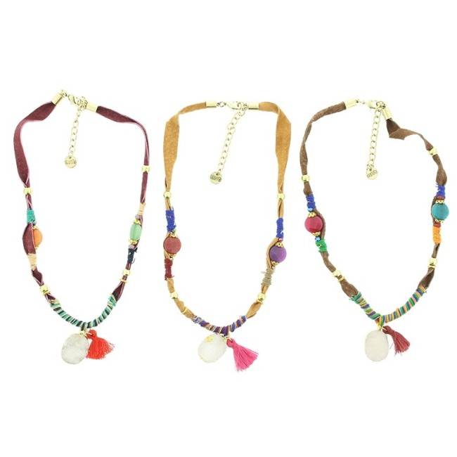 DELUXE ETHNIC LEATHER SHORT NECKLACE