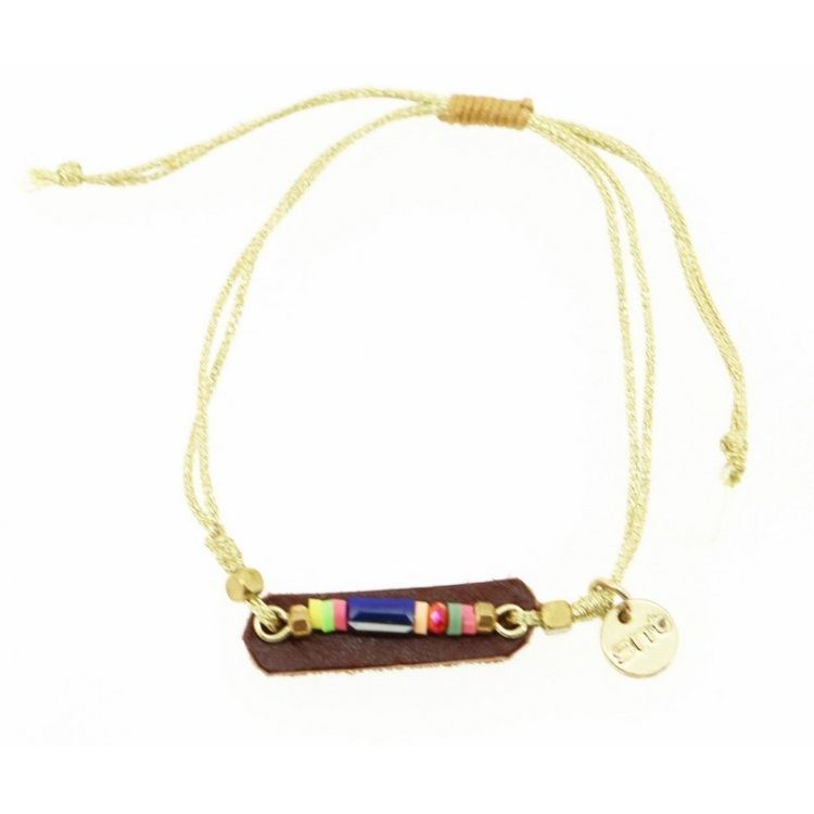 PULSERA  MACRAMÉ CUERO CUENTAS