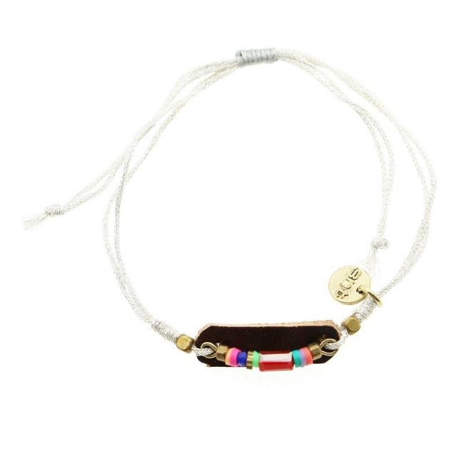 PULSERA  MACRAMÉ CUERO CUENTAS