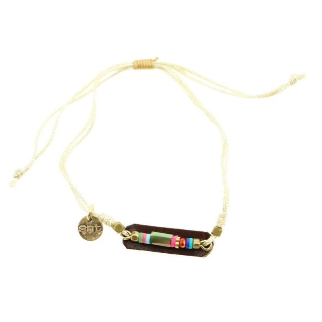 PULSERA  MACRAMÉ CUERO CUENTAS