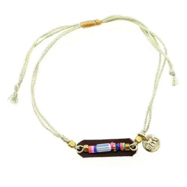 PULSERA  MACRAMÉ CUERO CUENTAS