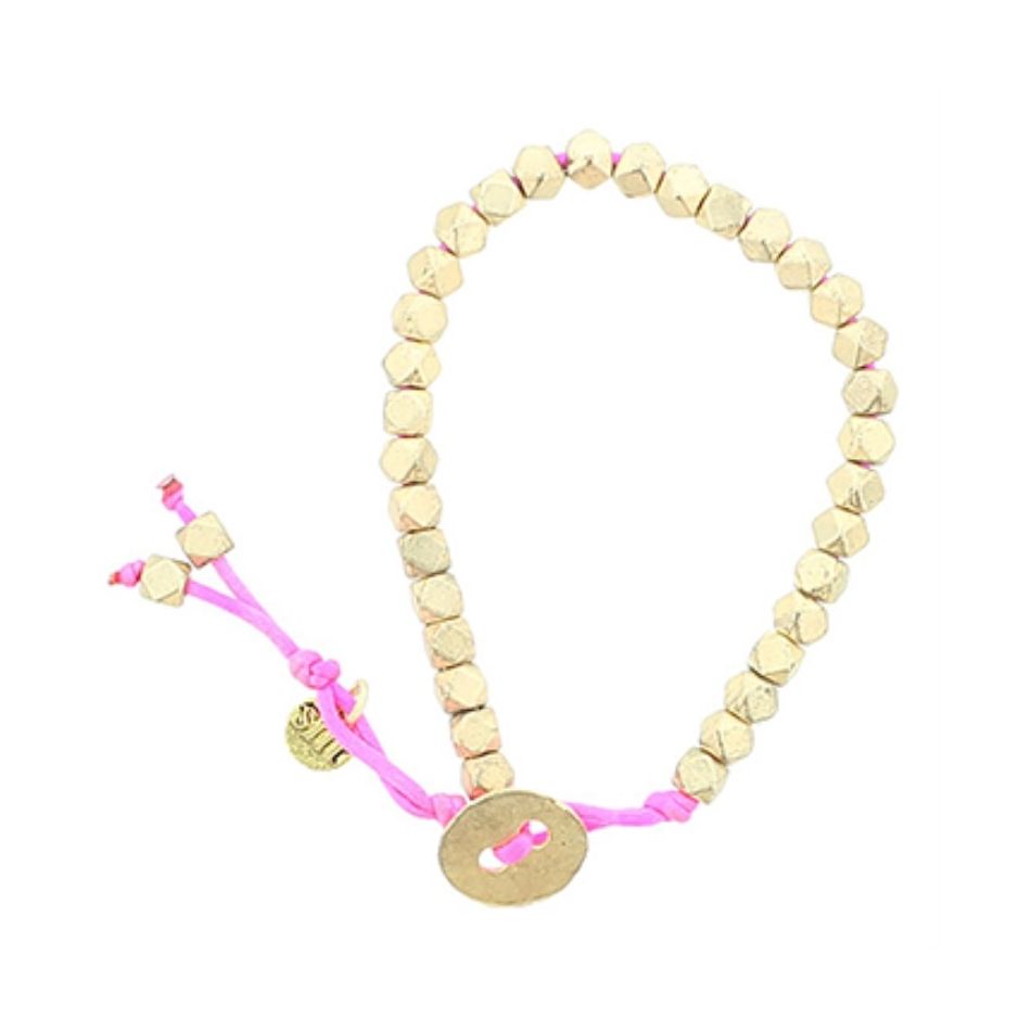 CORD BRACELET WITH METAL BEADS