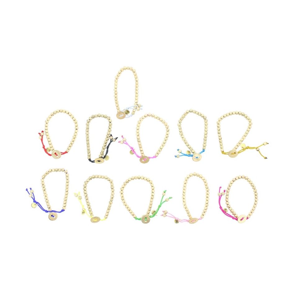 CORD BRACELET WITH METAL BEADS