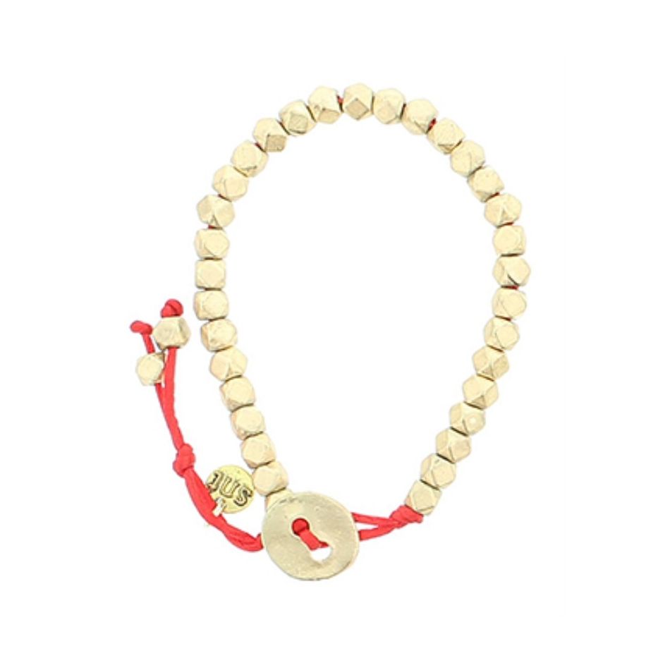 CORD BRACELET WITH METAL BEADS