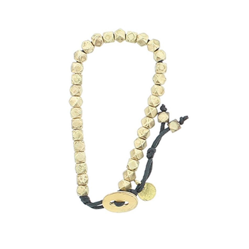 CORD BRACELET WITH METAL BEADS