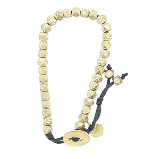 CORD BRACELET WITH METAL BEADS