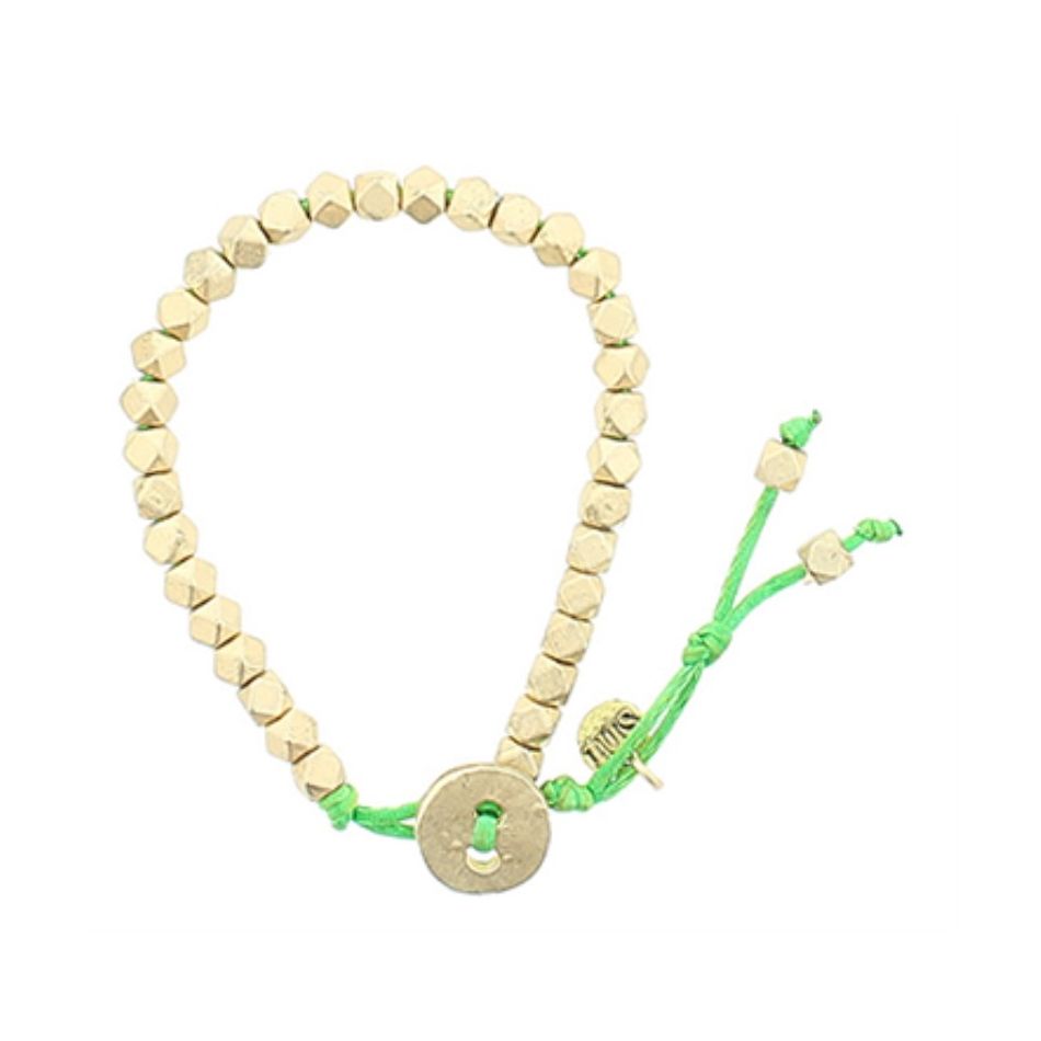 CORD BRACELET WITH METAL BEADS