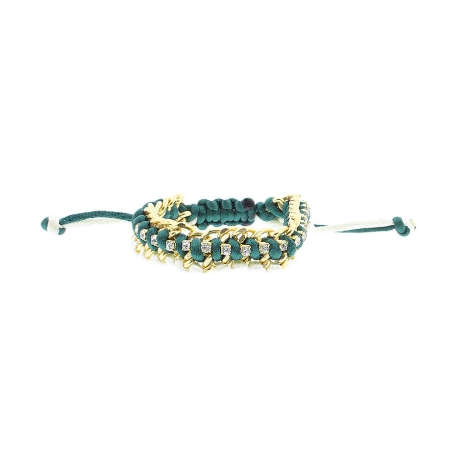 PULSERA TRENZADA CRISTALES MACRAMÉ