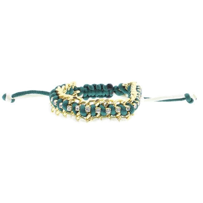 PULSERA TRENZADA CRISTALES MACRAMÉ