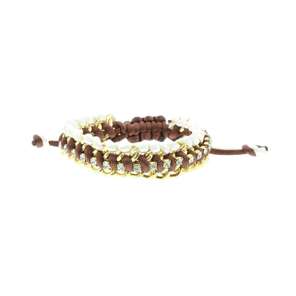 PULSERA TRENZADA CRISTALES MACRAMÉ