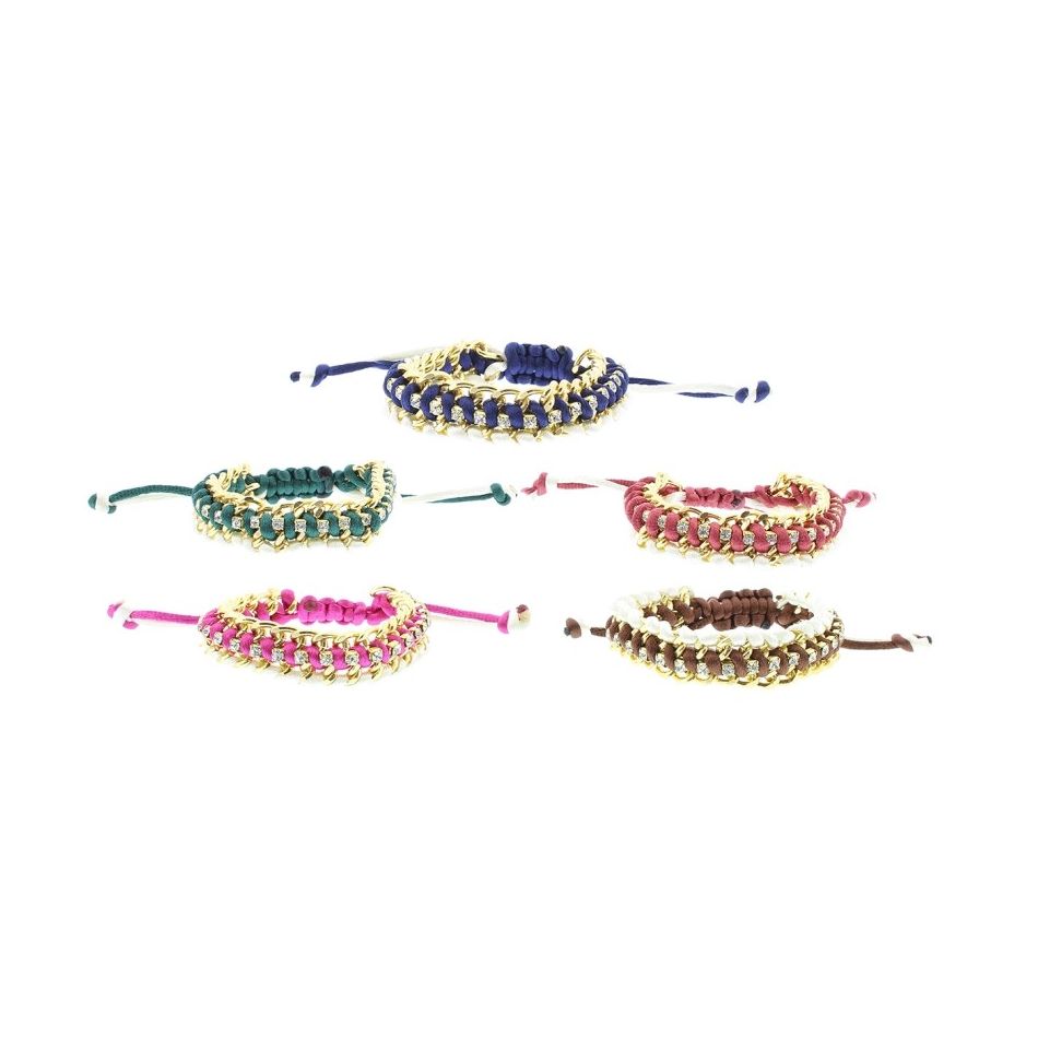 PULSERA TRENZADA CRISTALES MACRAMÉ