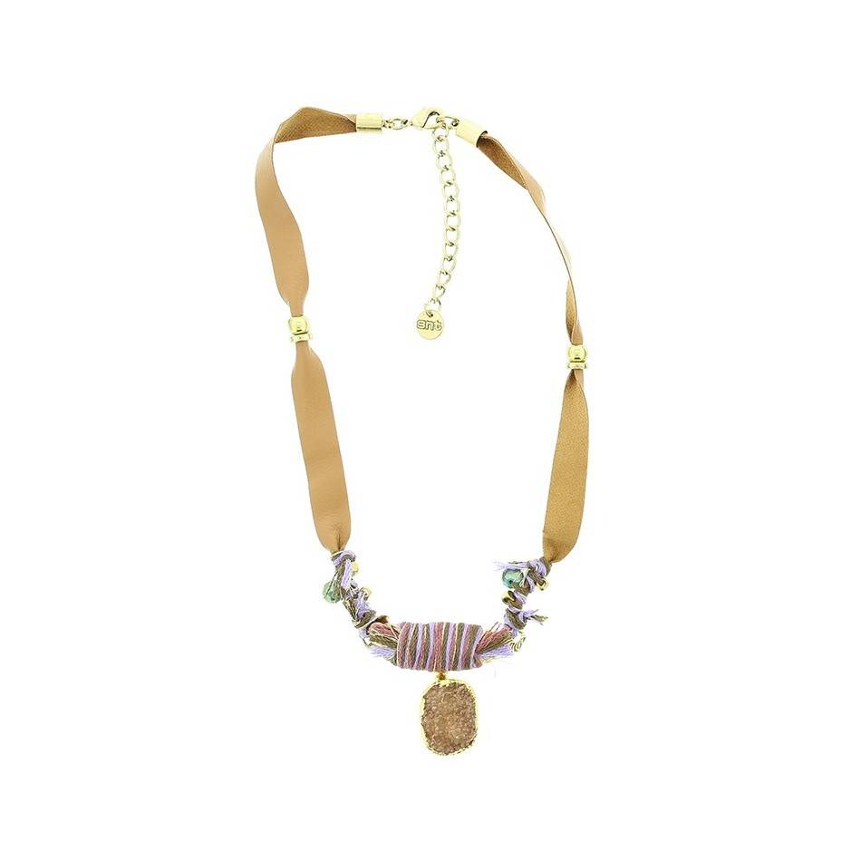 DELUXE ETHNIC LEATHER SHORT NECKLACE