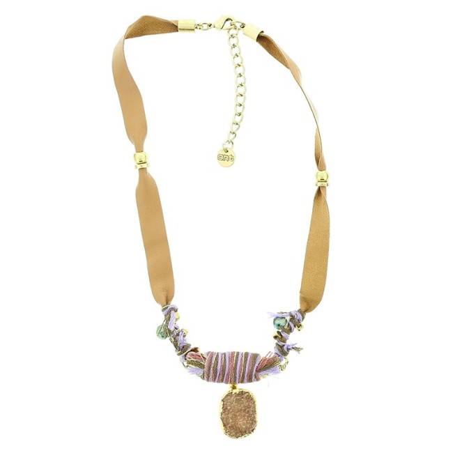 DELUXE ETHNIC LEATHER SHORT NECKLACE