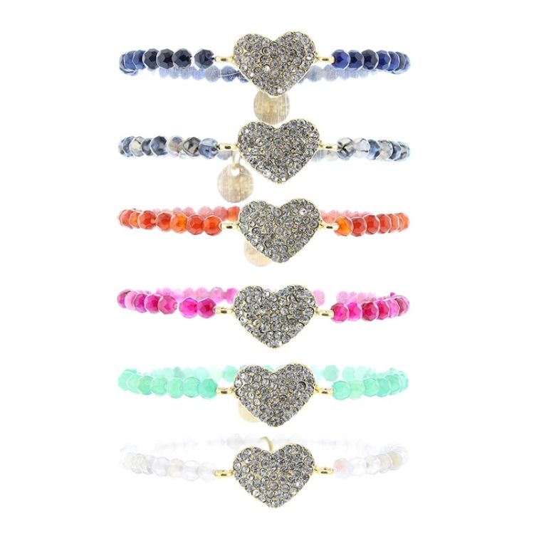 BRACELET STONES BEADS METAL CRYSTALS