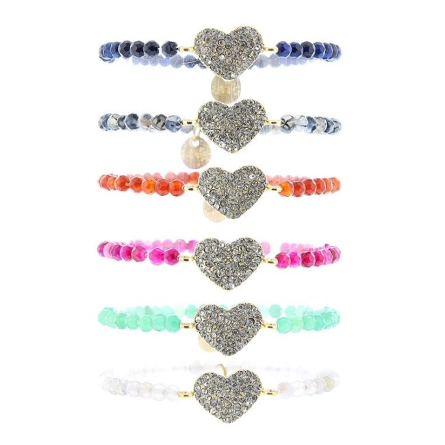 BRACELET STONES BEADS METAL CRYSTALS