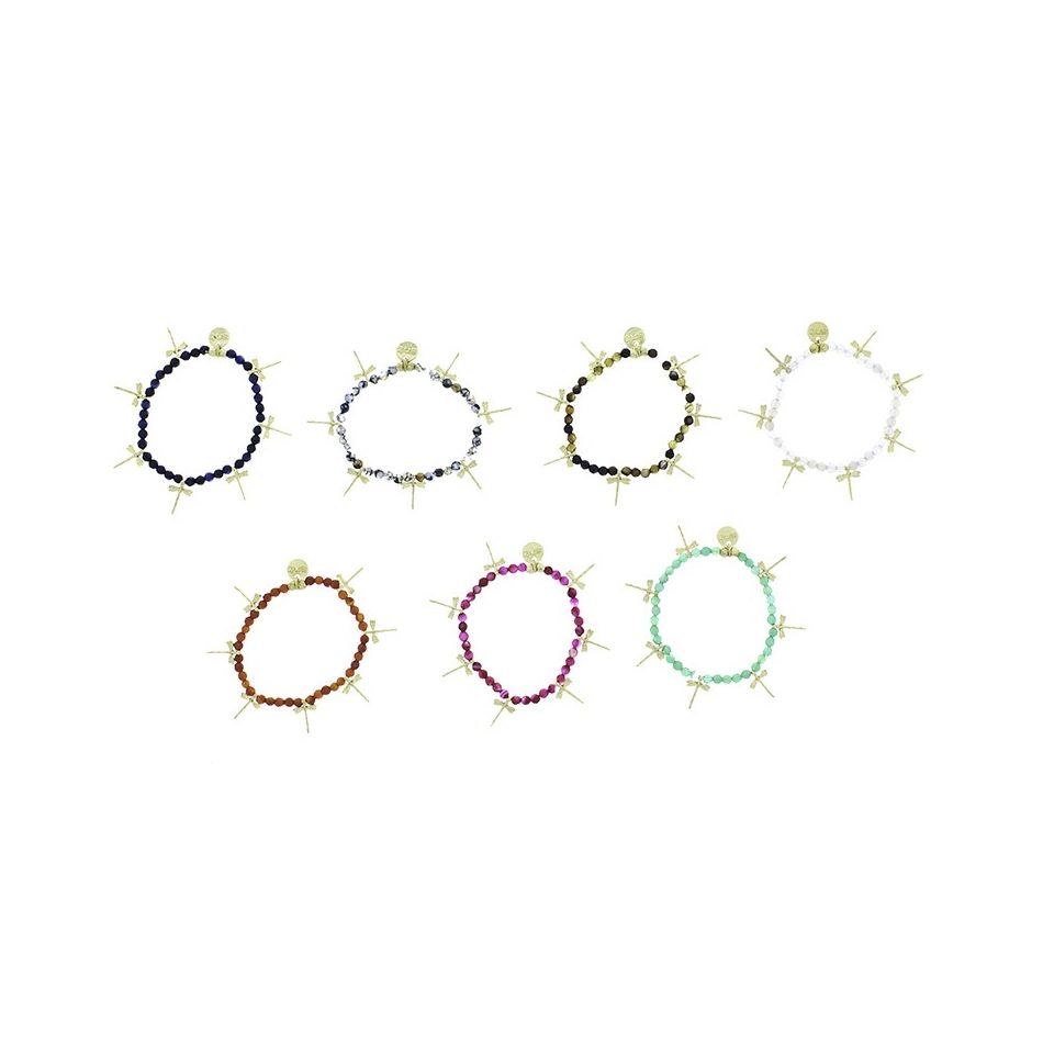 PULSERA PIEDRAS CUENTAS METAL