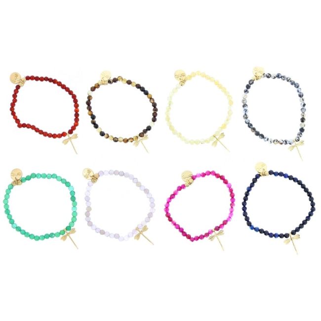 BRACELET STONES WITH METAL BEADS