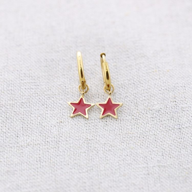 PENDIENTES ACERO ARO COLGANTE ESTRELLITA ESMALTE