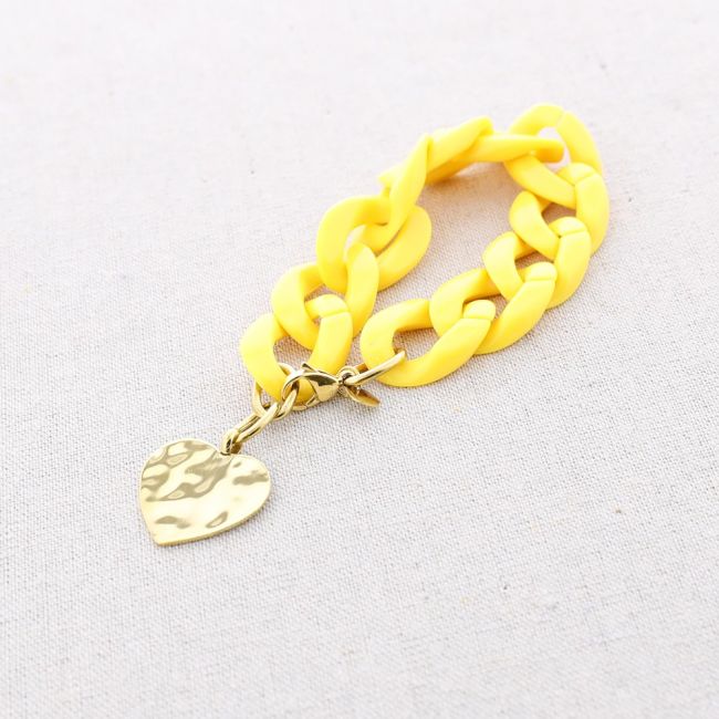 STEEL HEART PENDANT RESIN LINK BRACELET