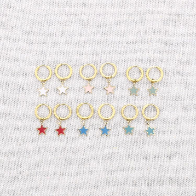 PENDIENTES ACERO ARO COLGANTE ESTRELLITA ESMALTE 2