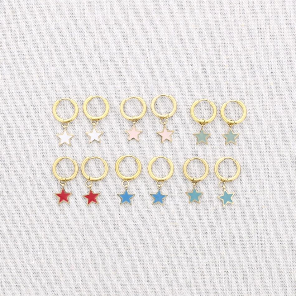 PENDIENTES ACERO ARO COLGANTE ESTRELLITA ESMALTE