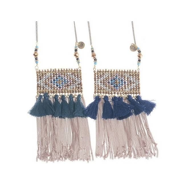 FRINGED FACETED CRYSTALS LONG NECKLACE