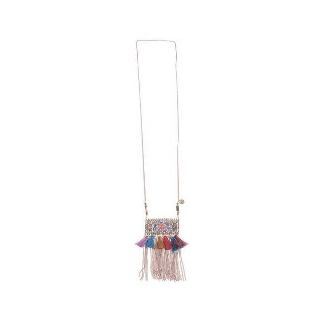 COLLAR LARGO CRISTALES FACETADOS FLECOS