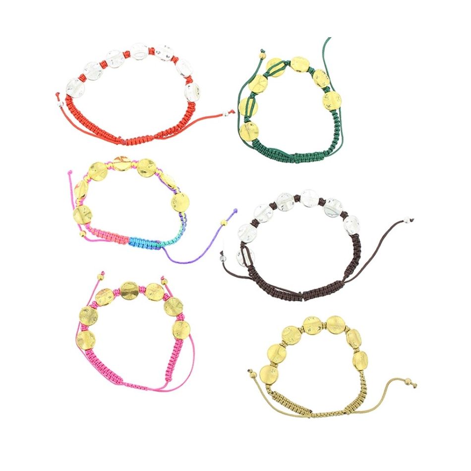 PULSERA MACRAMÉ CUENTAS METAL