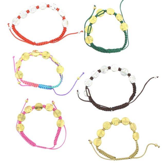 PULSERA MACRAMÉ CUENTAS METAL