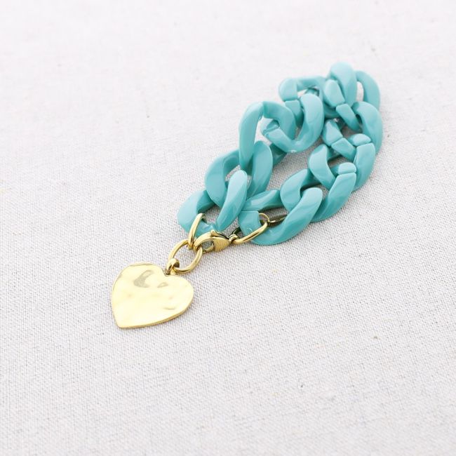 STEEL HEART PENDANT RESIN LINK BRACELET