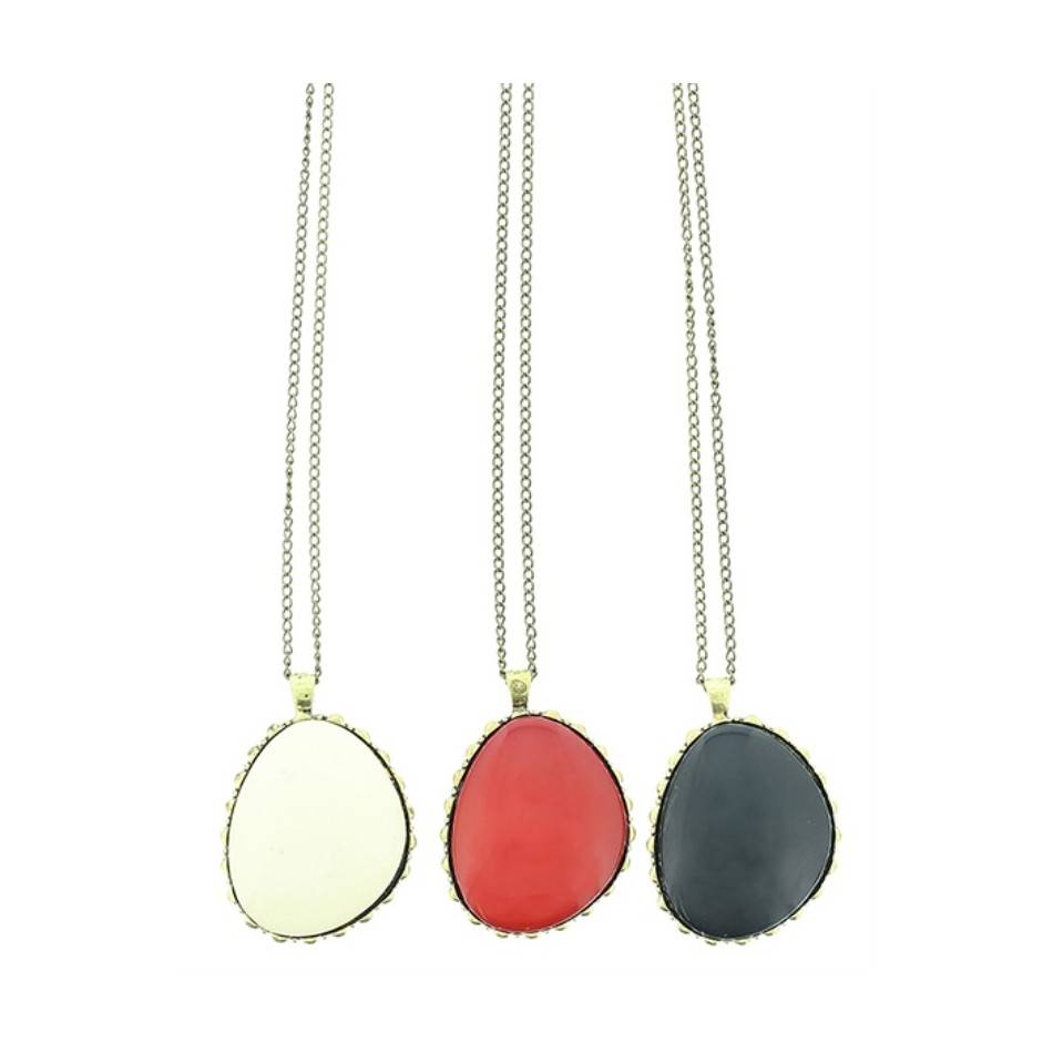 LONG NECKLACE METAL RESIN PENDANT