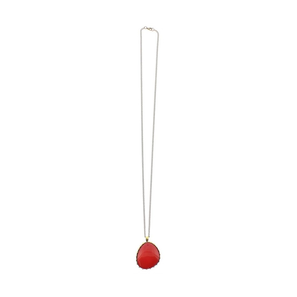 LONG NECKLACE METAL RESIN PENDANT