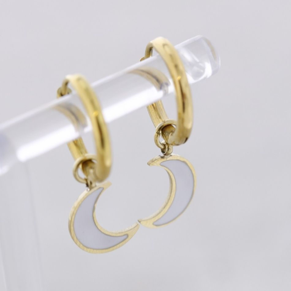 LUNITA ENAMEL STEEL HOOP PENDANT EARRINGS