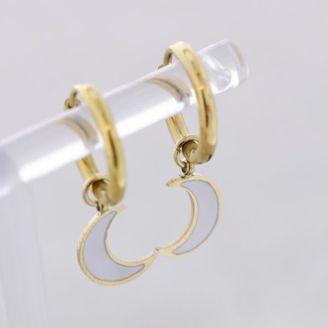 LUNITA ENAMEL STEEL HOOP PENDANT EARRINGS