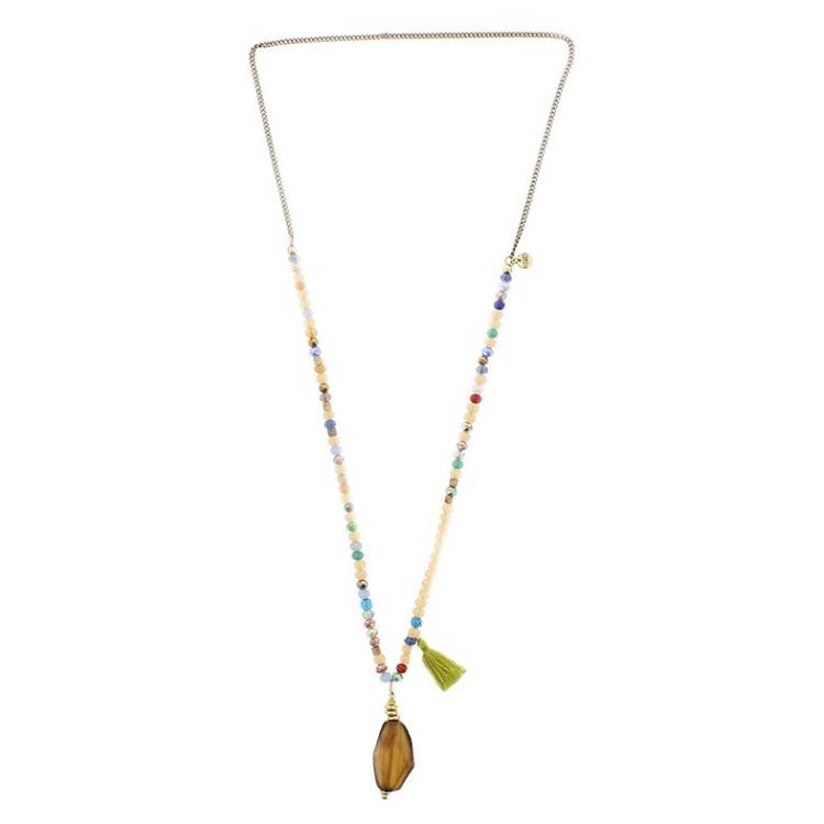 LONG STONE PENDANT NECKLACE