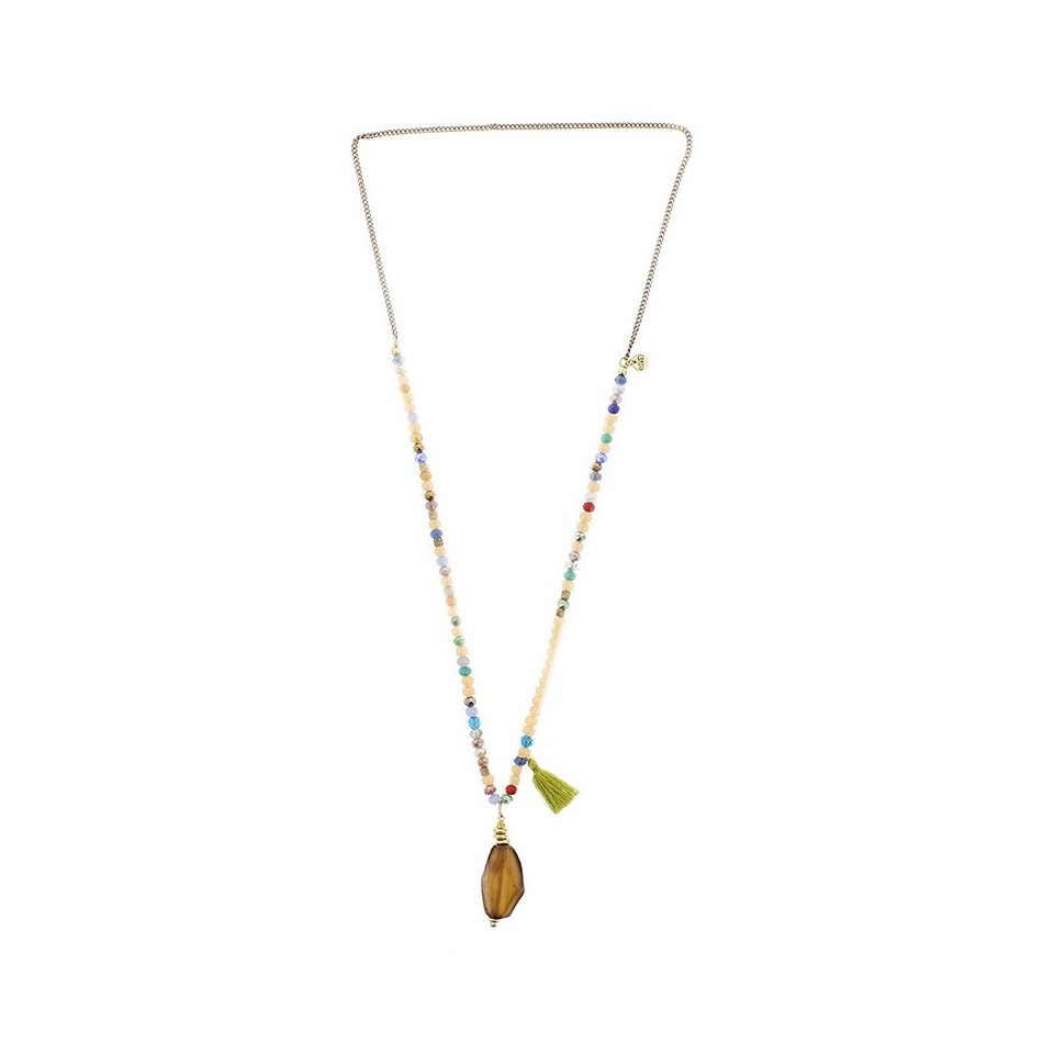 LONG STONE PENDANT NECKLACE