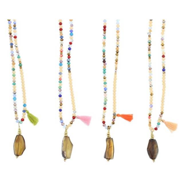 LONG STONE PENDANT NECKLACE