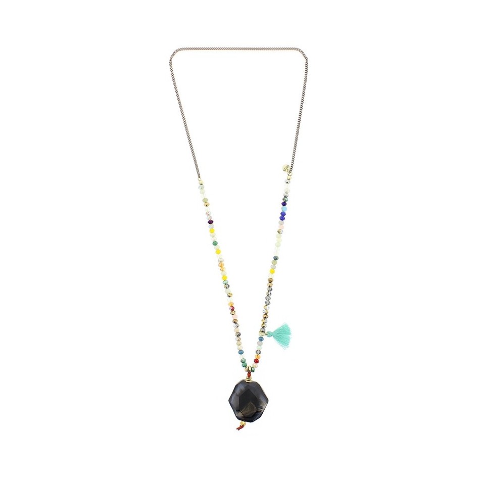 COLLAR LARGO CUENTAS COLG. PIEDRA