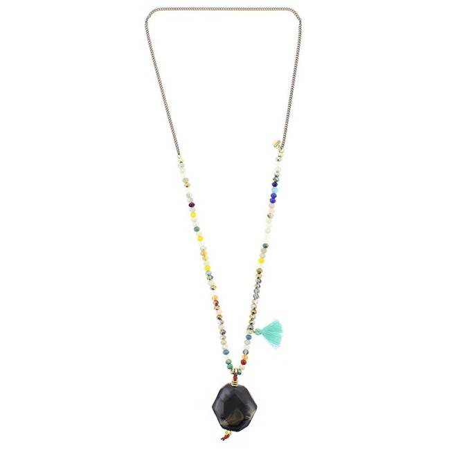 COLLAR LARGO CUENTAS COLG. PIEDRA