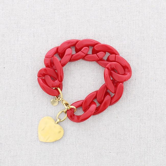 STEEL HEART PENDANT RESIN LINK BRACELET