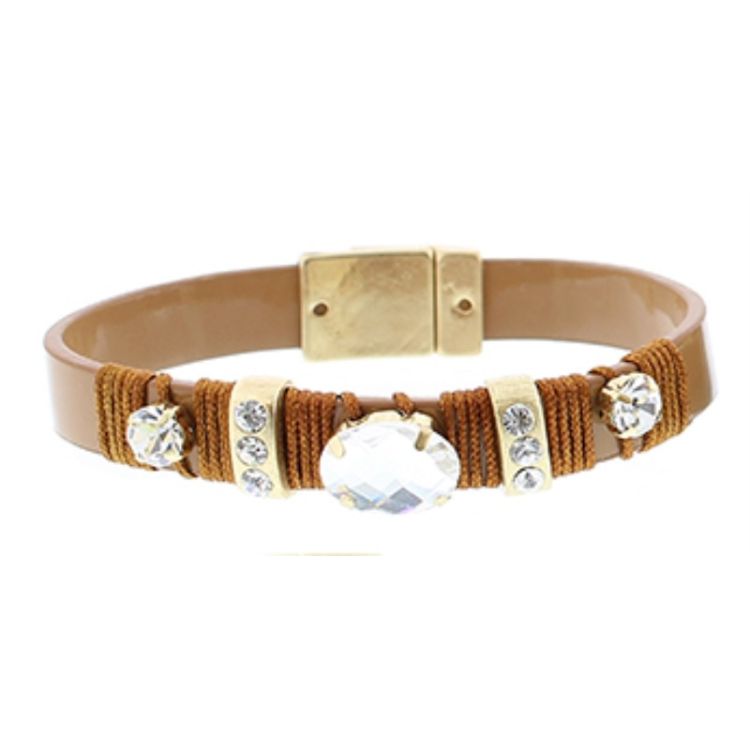 CRYSTALS METALLIC LEATHER BRACELET