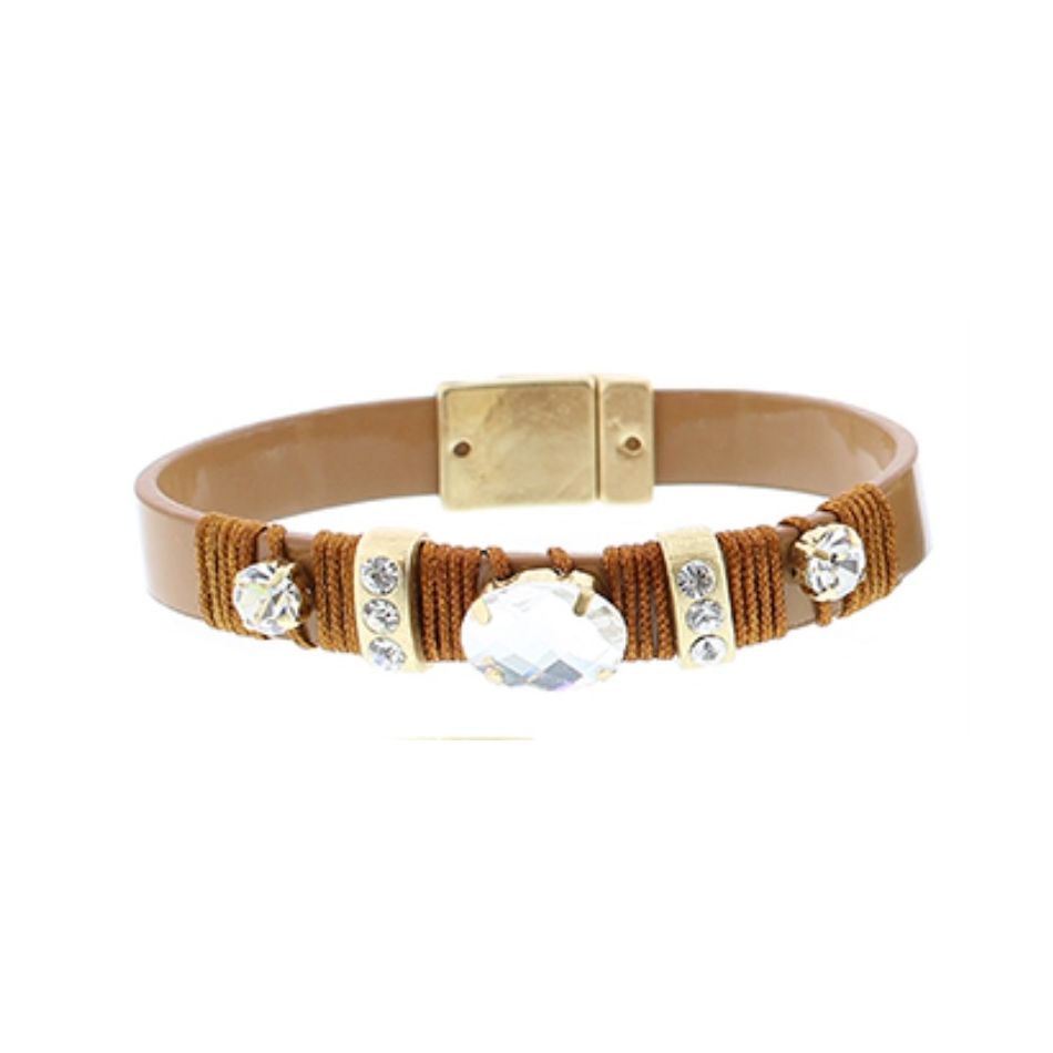 CRYSTALS METALLIC LEATHER BRACELET