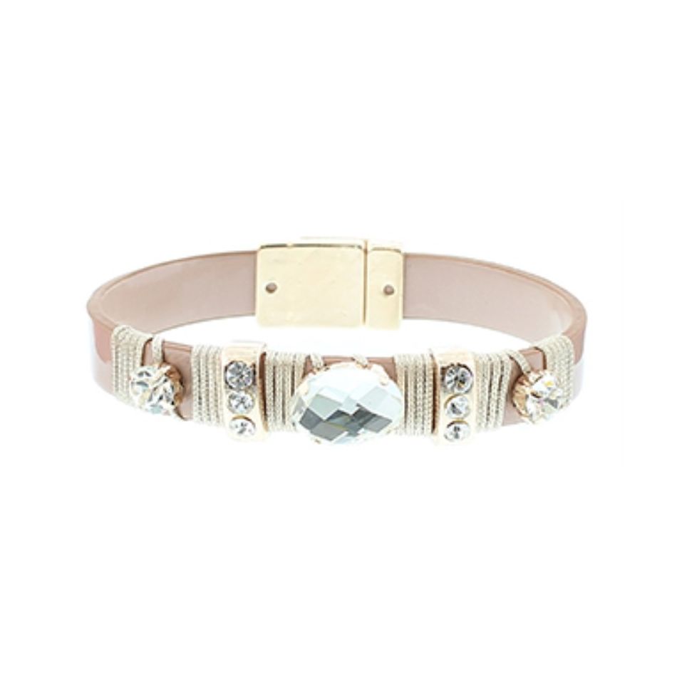 PULSERA POLIPIEL METAL CRISTALES